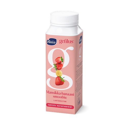 Valio Gefilus® Smoothie jogurttijuoma mansikka-banaani laktoositon 2,5 dl