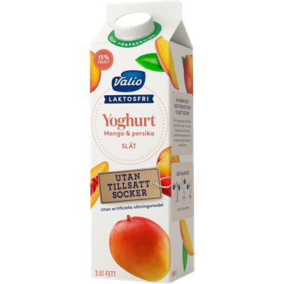 Valio Laktosfri yoghurt mango & persika utan tillsatt socker 1000 g