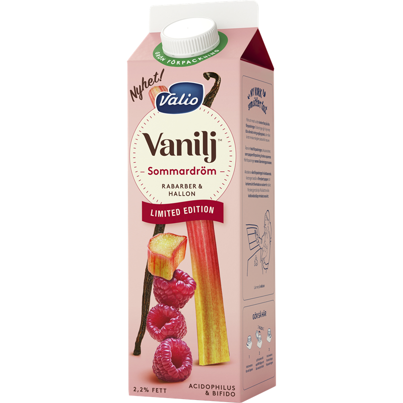 Valio Vanilj™ yoghurt rabarber & hallon 1000g