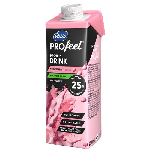 Valio PROfeel® osockrad proteindryck jordgubbsmak 250 ml laktosfri