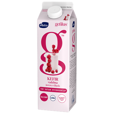 Valio Gefilus® Kefir juotava välipala vadelma laktoositon 1 kg