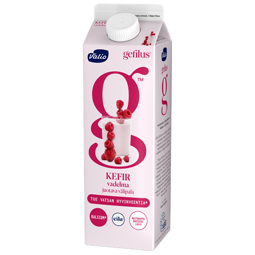 Valio Gefilus® Kefir juotava välipala vadelma laktoositon 1 kg