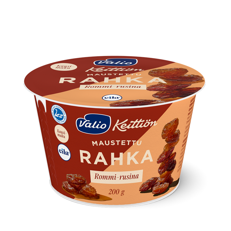 Valio Keittiön maustettu rahka 200 g rommi-rusina laktoositon